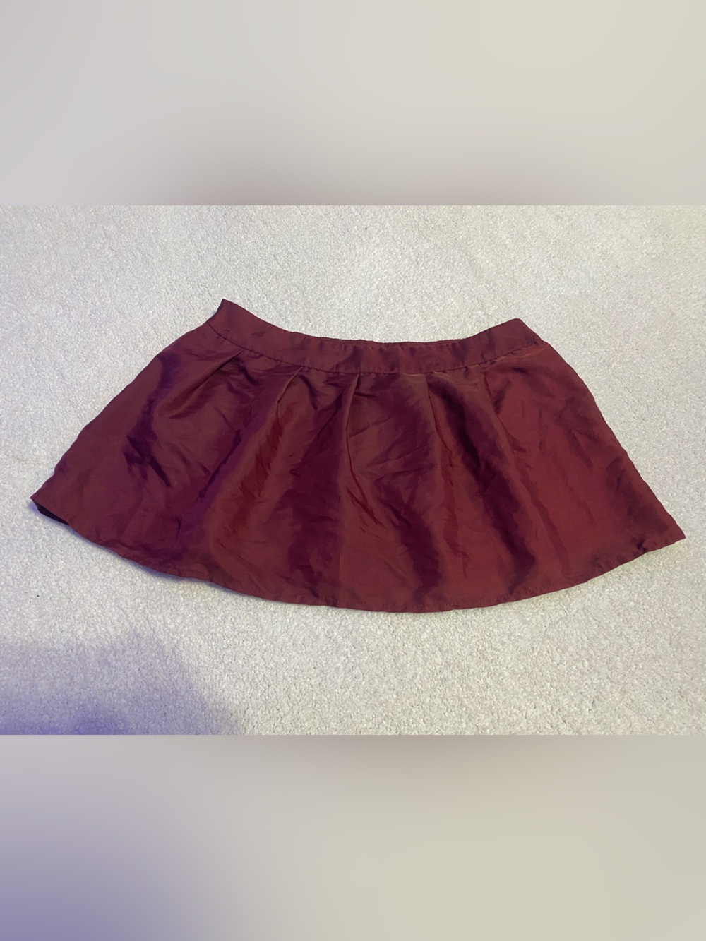 Wine-Red Flared Mini Skirt